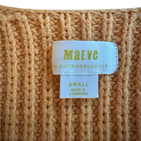 Maeve by Anthropologie Womens V-Neck Sculptured Pullover Sweater in Orange Small - Picture 6 of 7